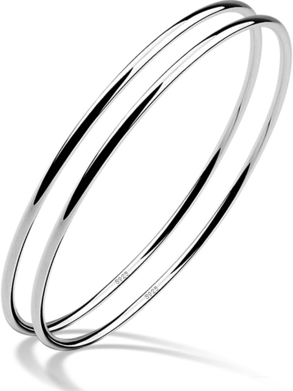 925 Sterling Silver Women's Handmade Bangle Bracelet Set - Rose Gold Fine